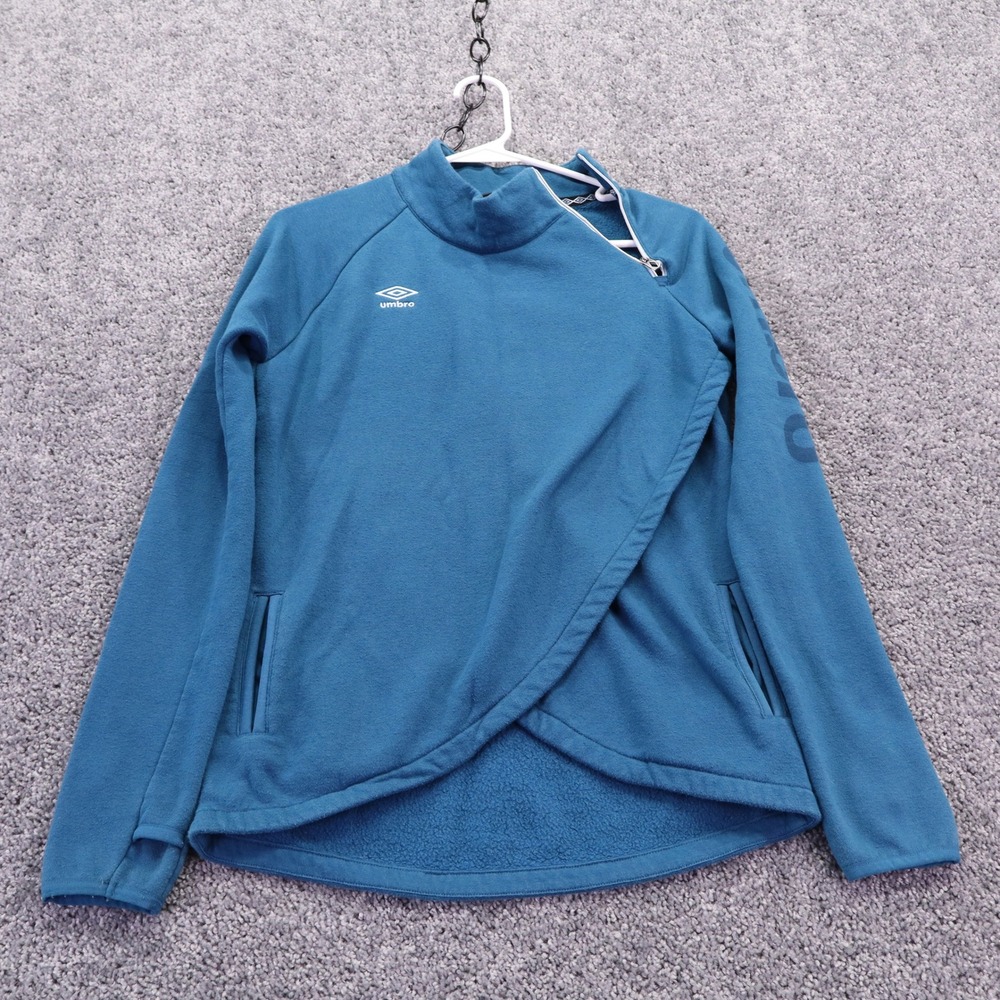 Umbro Fleece Pullover Girls Extra Large 14/16 Teal Asymmetrical Zip Jacket